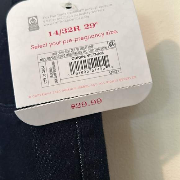 NEW Isabel Women’s Maternity Jeans Crisscross Back Size 14 Denim NWT Retails $30 - Picture 3 of 9